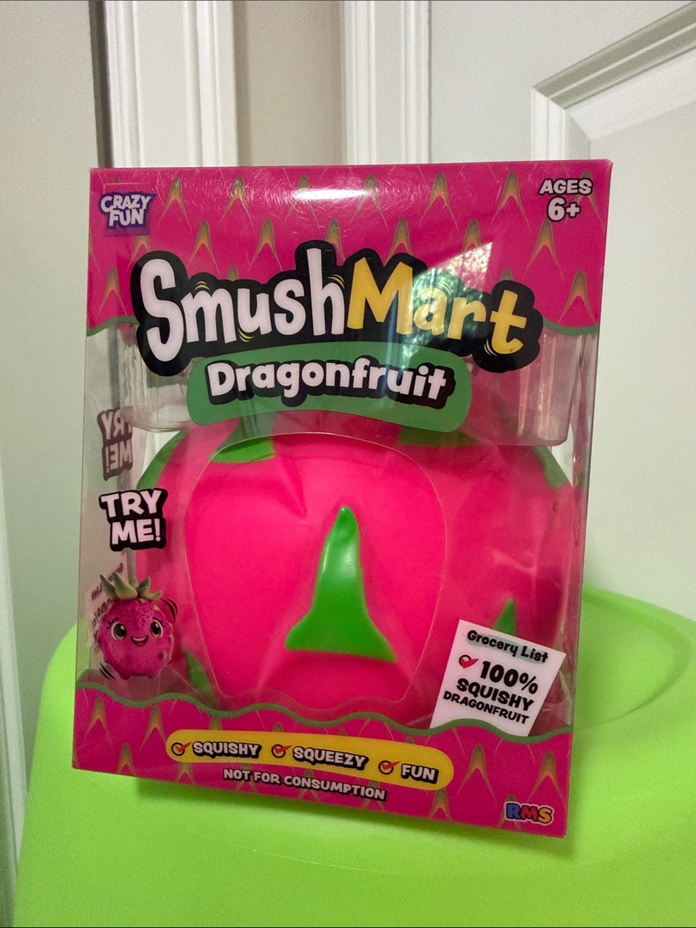 SmushMart Dragonfruit Plush Squishy Toy - Pink with Green Accents